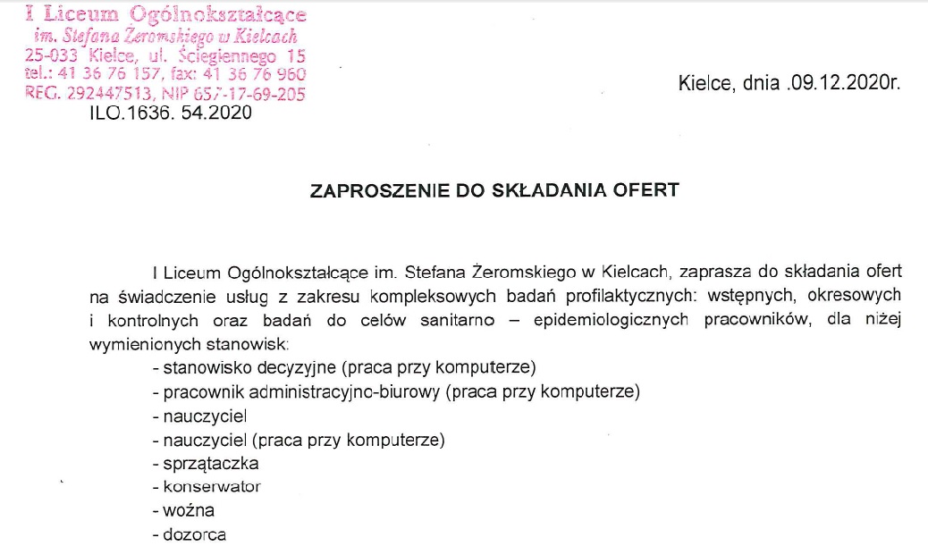 Zaproszenie do składania ofert